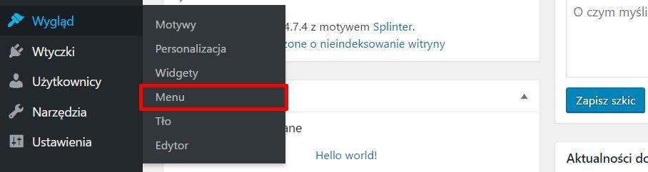 tworzenie menu wordpress