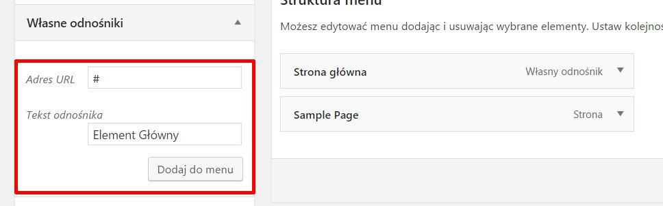 dodawanie elementu menu wordpress