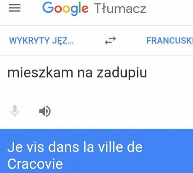 wpadka google translate kraków