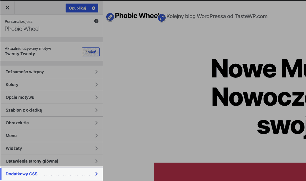Dodatkowy Css WordPress