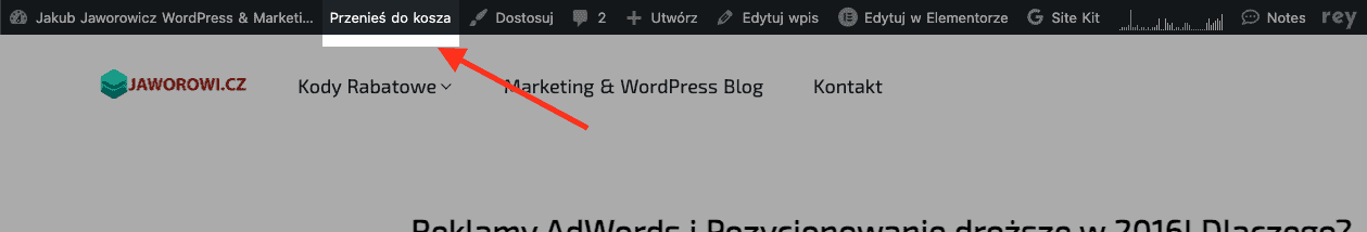 Usuwanie Wpisow Admin Bar WordPress