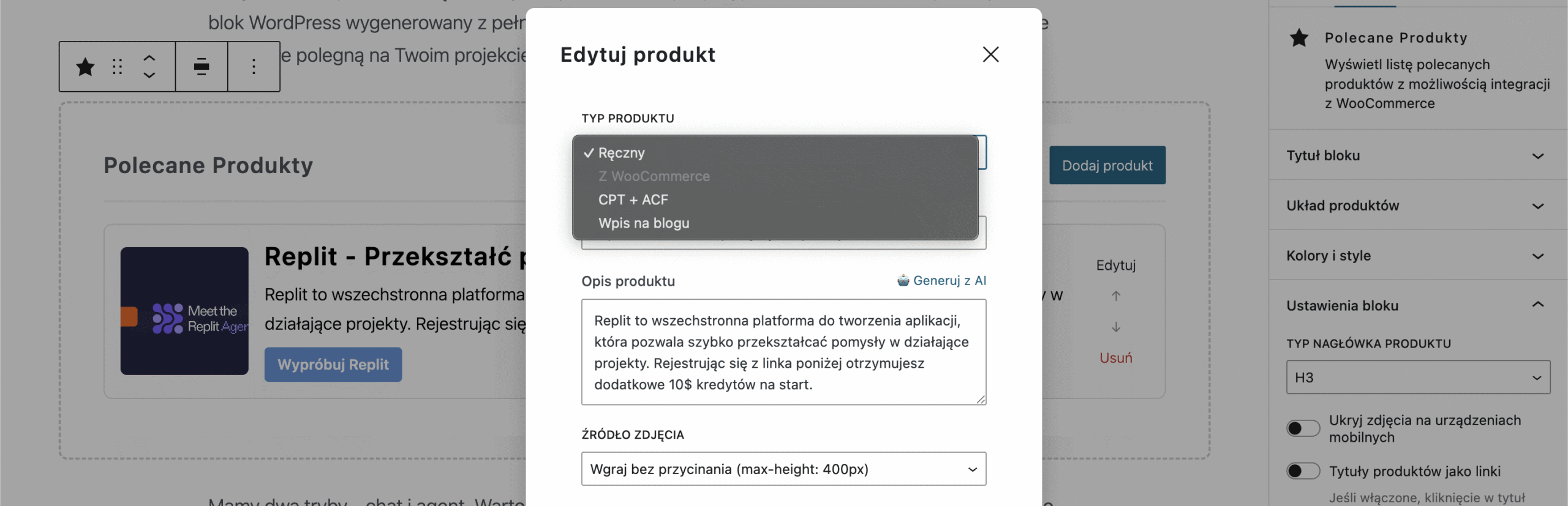 Replit Gutenberg Block