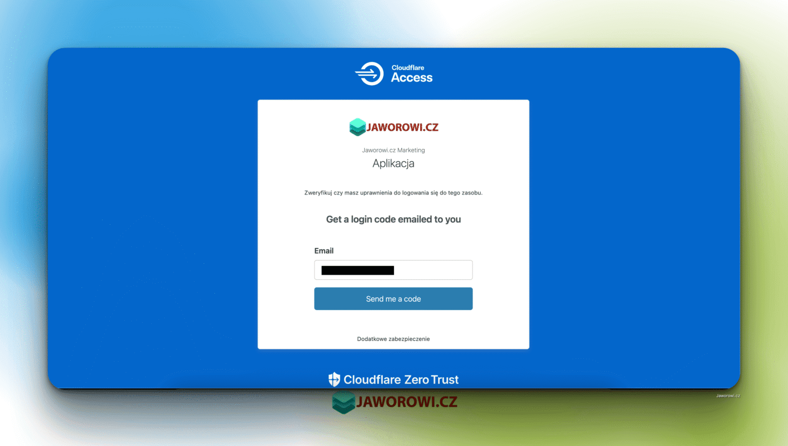 Cloudflare Zero Trust Logowanie One Time Pin