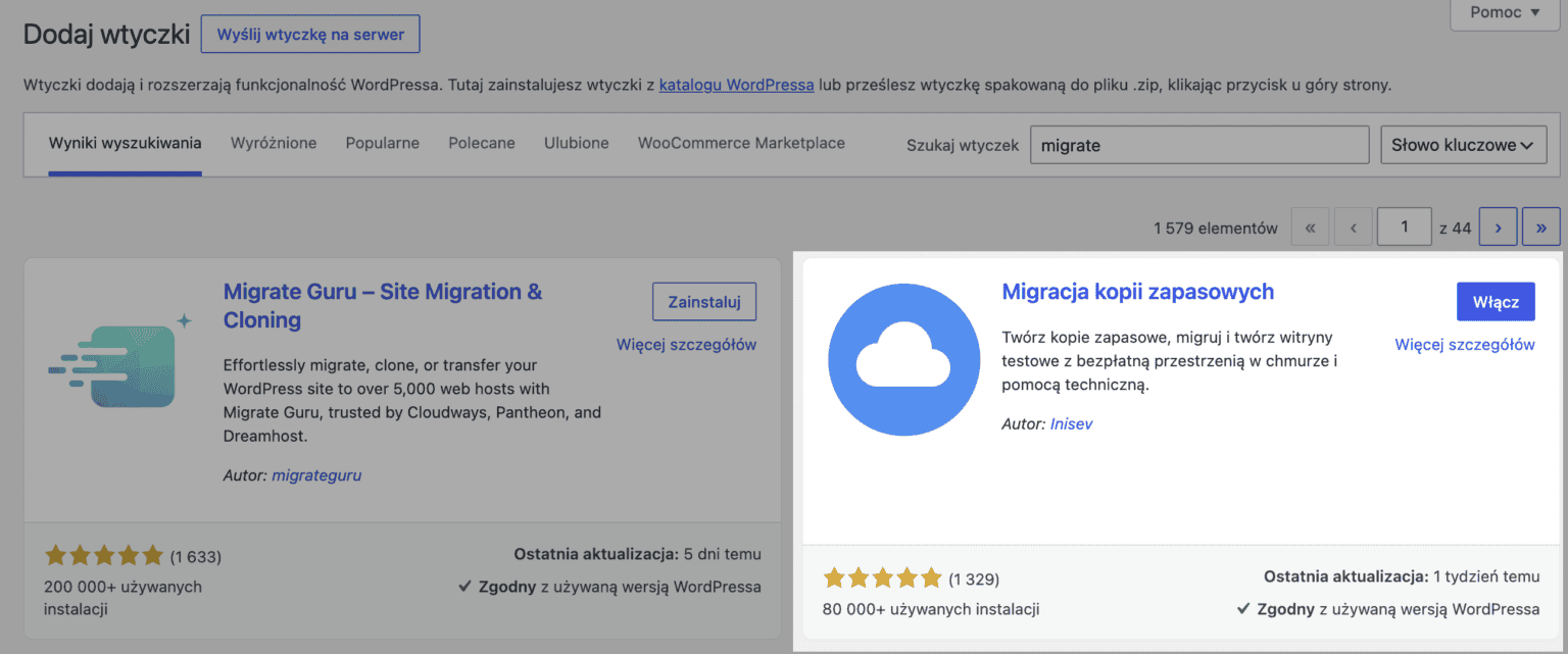 Migracja Kopii Zapasowych Wordpress Plugin