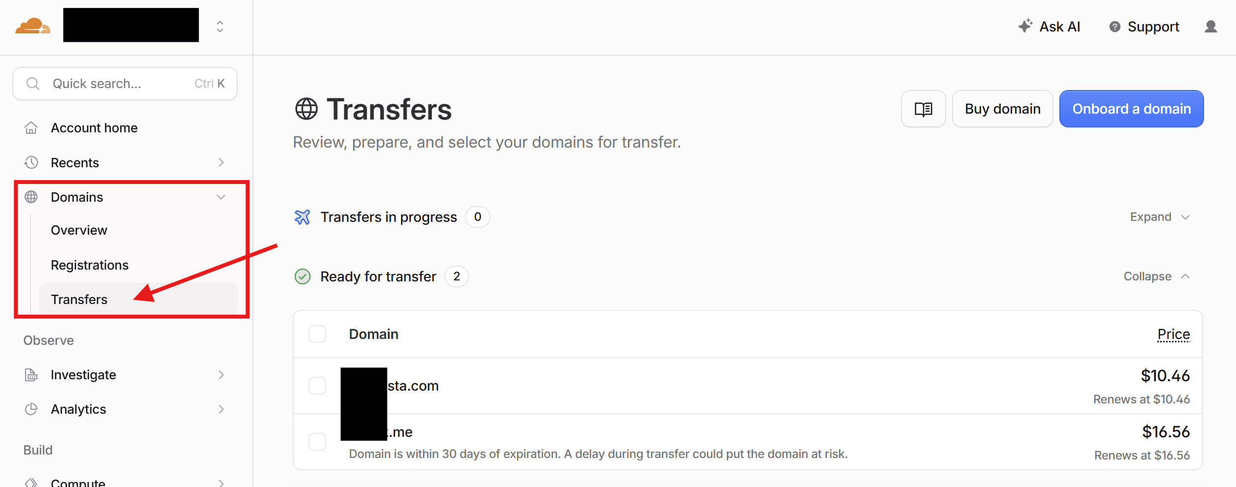 Transfer Domeny Cloudflare